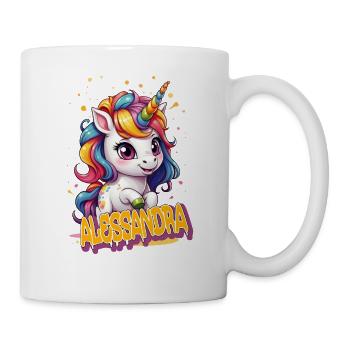 ALESSANDRA - Schöner Mädchen Name süßem Einhorn - Tasse - Weiß - Rechts