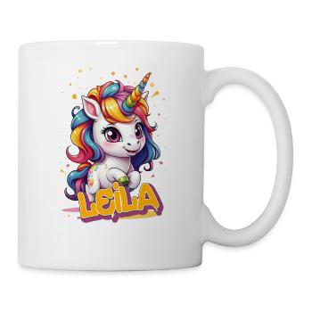 LEILA - Beau prénom de fille avec une jolie licorne - Mug blanc - blanc - Droite