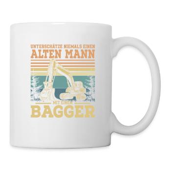 Alten Mann mit einem Bagger Baggerfahrer Bau - Tasse - Weiß - Rechts