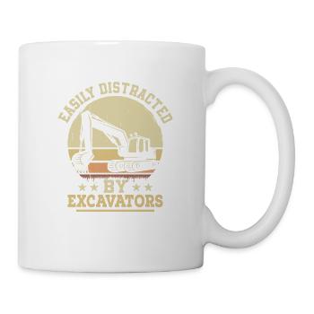 Easily Distracted By Excavators Heavy Equipment Op - Mug - white - Right
