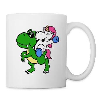 Licorne équitation TRex drôle dinosaure licorne magique - Mug blanc - blanc - Droite