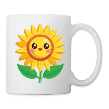 eine fröhliche Sonnenblume - Tasse - Weiß - Rechts
