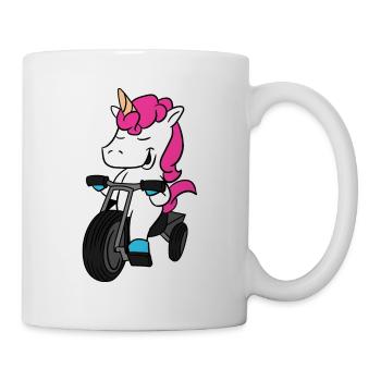 Einhorn Reiten Dreirad Lustige magische Einhornfahrt - Tasse - Weiß - Rechts