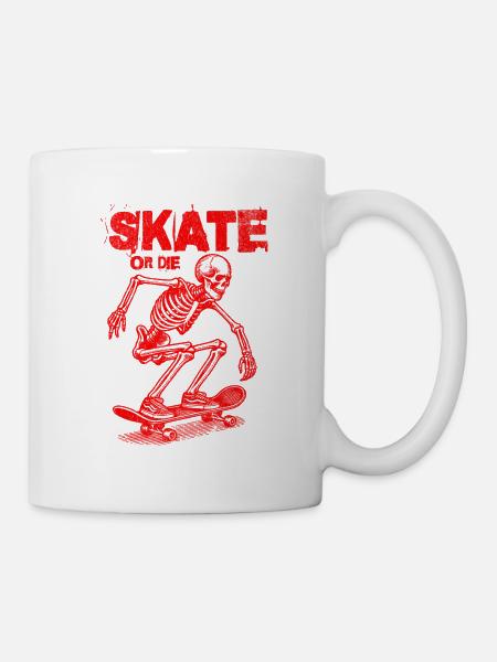 Skeleton skateboard - Tasse - Weiß