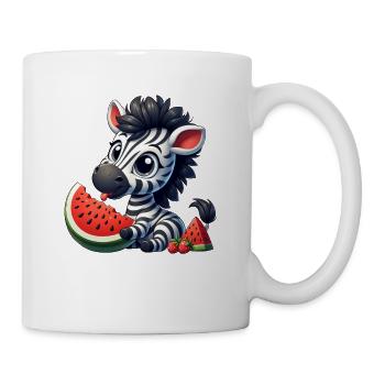 Zèbre avec pastèque fruité drôle - Mug blanc - blanc - Droite