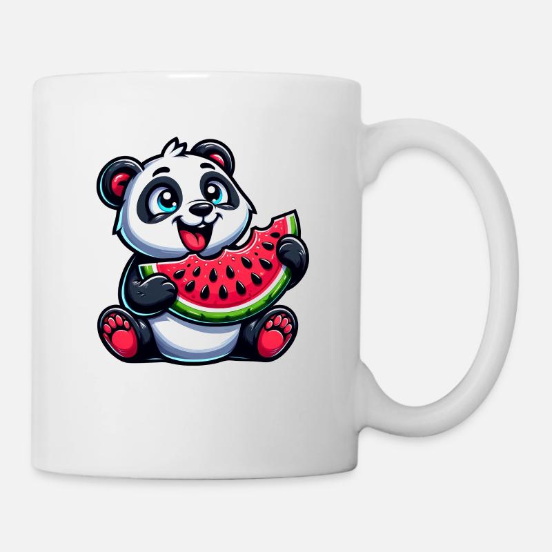 Panda mit Wassermelone Fruchtig Lustig - Tasse - Weiß