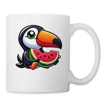 Toucan oiseau de paradis pastèque été - Mug blanc - blanc - Droite