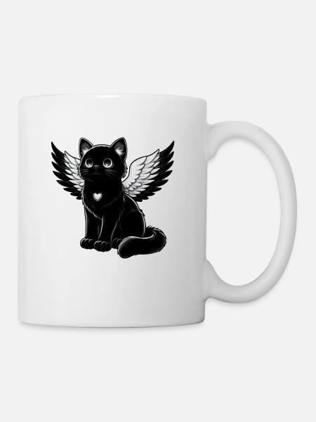 Ailes d’ange chat noir Style gothique - Mug blanc - blanc