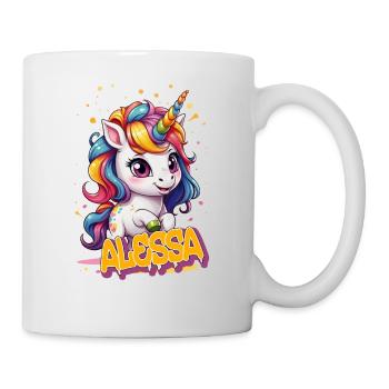 ALESSA - Beau prénom de fille avec une jolie licorne - Mug blanc - blanc - Droite