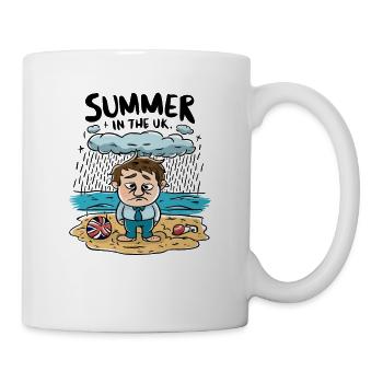 Sommer in England Wetter Regen Regnerisch Spaß - Tasse - Weiß - Rechts