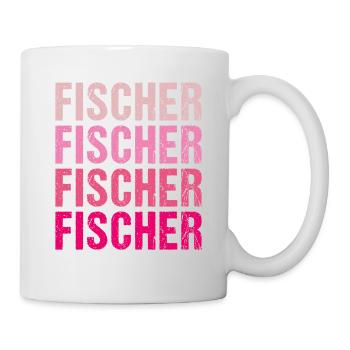 Fisherman Retro Pink Surname Gift Idea - Mug - white - Right