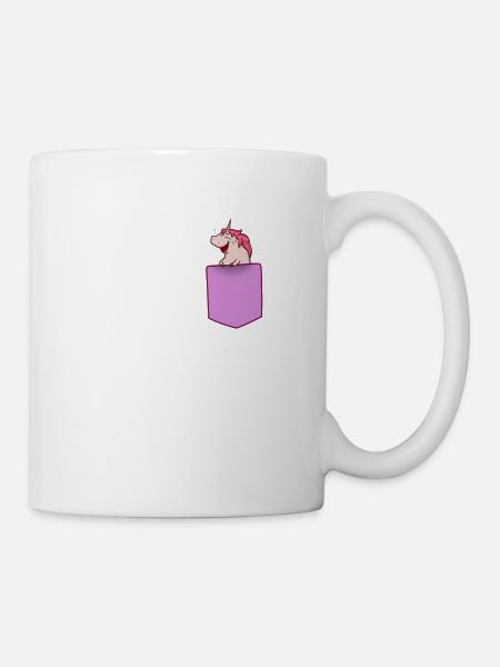 Tasche Rosa Einhorn T-Shirt Lustig Regenbogen Magisch - Tasse - Weiß