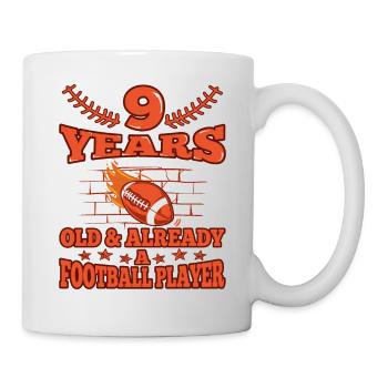 9ème anniversaire Garçon Football 9 Ans Cadeaux - Mug blanc - blanc - Droite