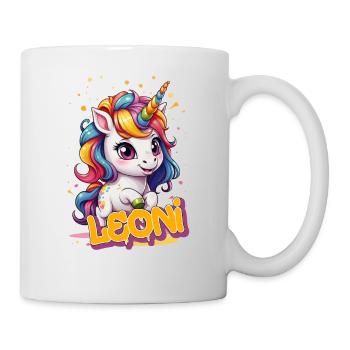 LEONI - Beau prénom de fille avec une jolie licorne - Mug blanc - blanc - Droite