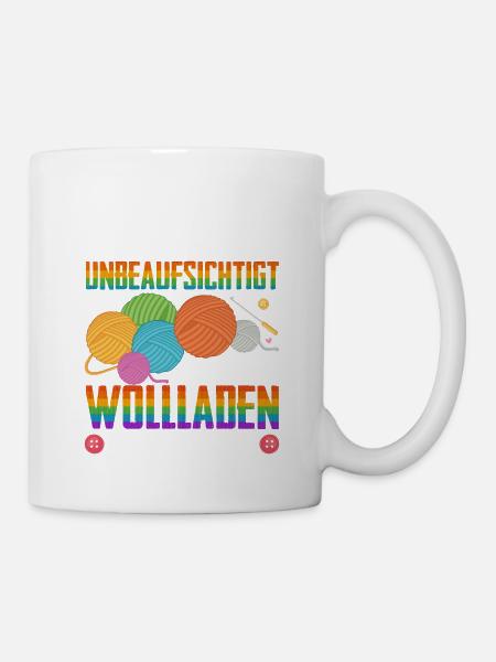 Stricken Nähen Handarbeit Häkeln Nähmotiv Spruch - Tasse - Weiß