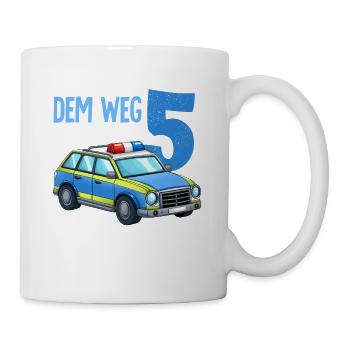 5e anniversaire Police Police Car 5 ans - Mug blanc - blanc - Droite