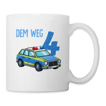 4e anniversaire Police Police voiture 4 ans - Mug blanc - blanc - Droite