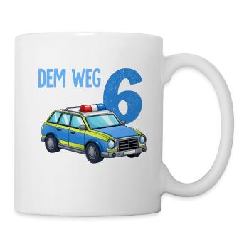 6e anniversaire Police voiture de police 6 ans - Mug blanc - blanc - Droite