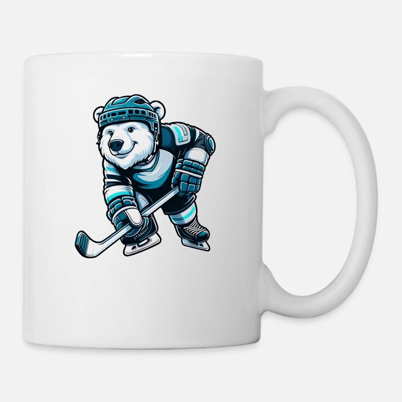 Bär Eisbär Schlittschuh Eishockey Hockey - Tasse - Weiß