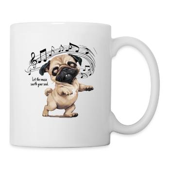 Lass die Musik deine Seele Tanzender Mops - Tasse - Weiß - Rechts