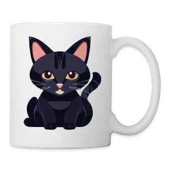 chat noir aux yeux jaunes - Mug blanc - blanc - Droite