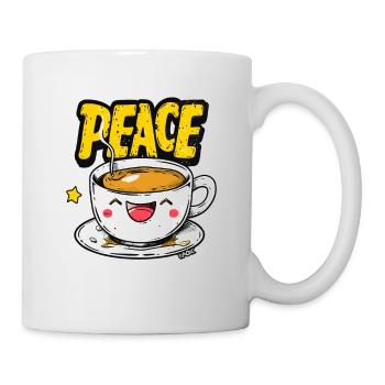 Funny laughing cup of peace, coffee and tea - Mug - white - Right