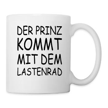 Der Prinz kommt mit dem Lastenrad - Tasse - Weiß - Rechts
