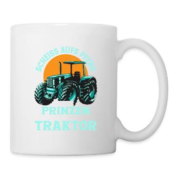 Echte Prinzen kommen mit dem Traktor Trecker Bauer - Tasse - Weiß - Rechts