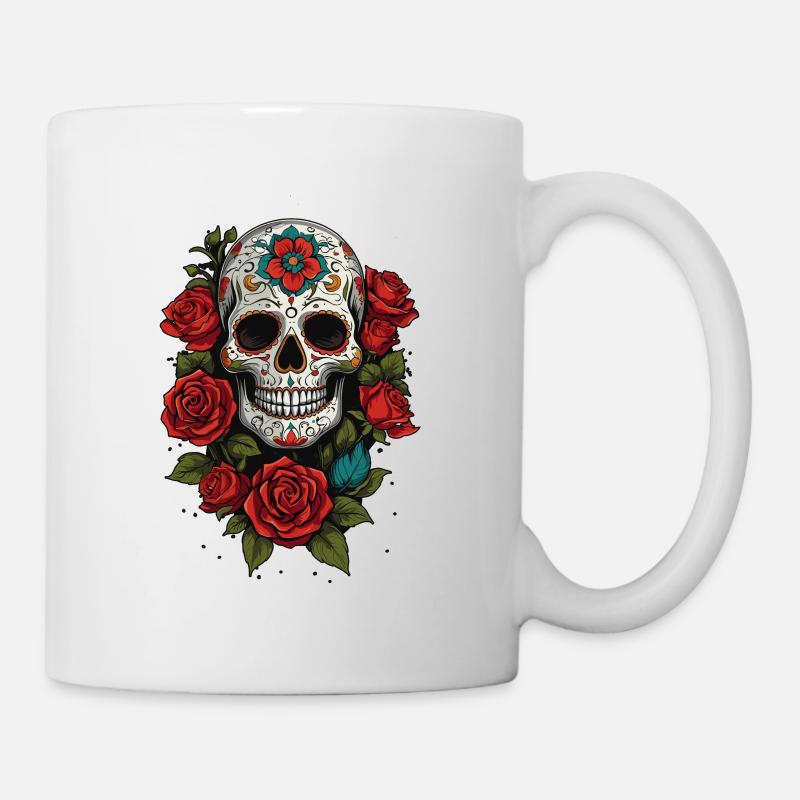 Dia De Muertos Mexico Sugar Skull Skull Design - Mug blanc - blanc