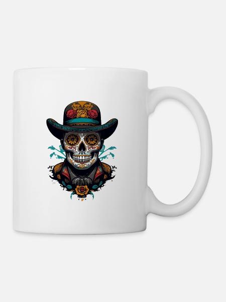 Dia De Muertos Mexico Sugar Skull Skull Design - Mug blanc - blanc