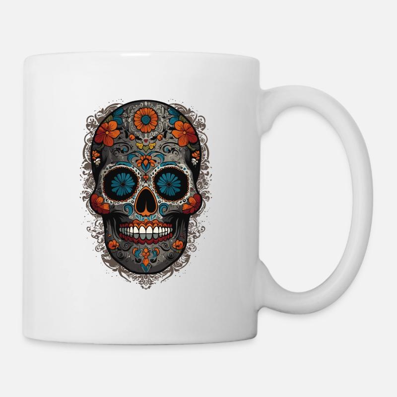 Dia De Muertos Mexico Sugar Skull Skull Design - Mug blanc - blanc