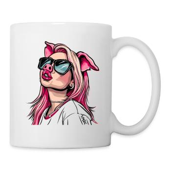 Superstar et influenceuse cool cochon girl - Mug blanc - blanc - Droite