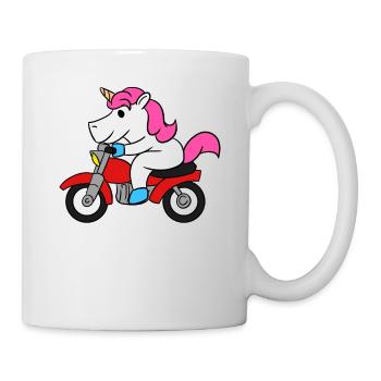 Unicorn Riding Motorcycle T-Shirt Funny Magical - Mug - white - Right