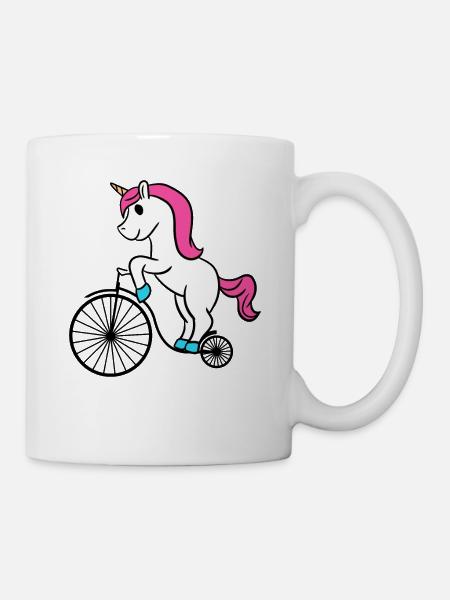Licorne Équitation Rétro Vélo Drôle Licorne Magique - Mug blanc - blanc