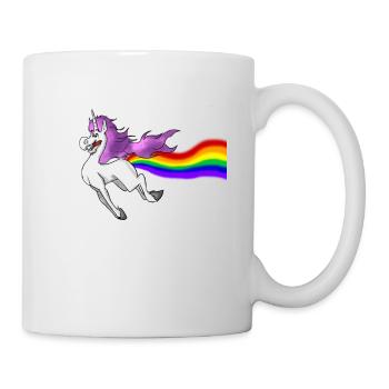 Lustiges Einhorn Regenbogen Magisches Furzen Rosa Einhorn - Tasse - Weiß - Rechts