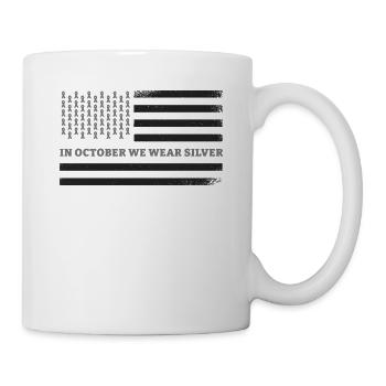 En octobre, nous portons le drapeau américain argenté Apraxia - Mug blanc - blanc - Droite
