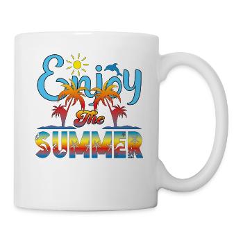 Enjoy the Summer. Reisen, Urlaub, Spaß, Erholung, - Tasse - Weiß - Rechts