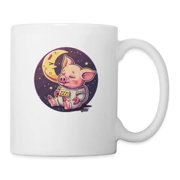 Cochon endormi sur la lune - Mug blanc - blanc - Droite