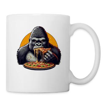 Gorilla Pizza-Liebhaber Cartoon - Tasse - Weiß - Rechts