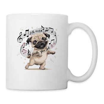 Lass die Musik deine Seele Tanzender Mops - Tasse - Weiß - Rechts