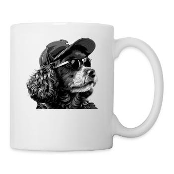 Caniche avec lunettes de soleil - Mug blanc - blanc - Droite