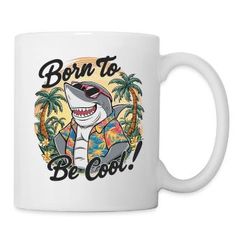 Drôle de requin avec des lunettes de soleil vacances d’été à la plage - Mug blanc - blanc - Droite