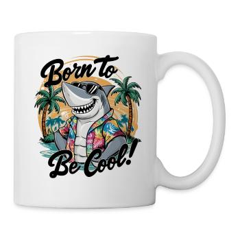Drôle de requin avec des lunettes de soleil vacances d’été à la plage - Mug blanc - blanc - Droite