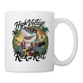 Drôle de requin avec guitare Vacances d’été à la plage - Mug blanc - blanc - Droite