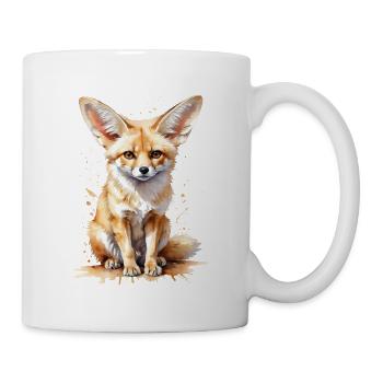 Große Ohren & großer Charme: Aquarell Fennec Fuchs - Tasse - Weiß - Rechts