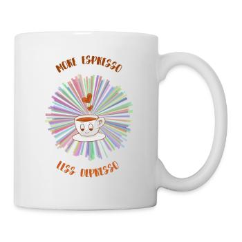 Espresso, Coffee, Kaffee, Latte, Geschenkidee, Fun - Tasse - Weiß - Rechts