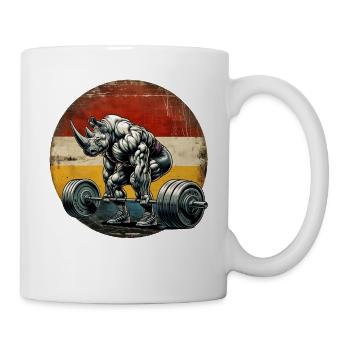 Strong Rhino Powerlifter Deadlift Gym Entraînement 2 - Mug blanc - blanc - Droite