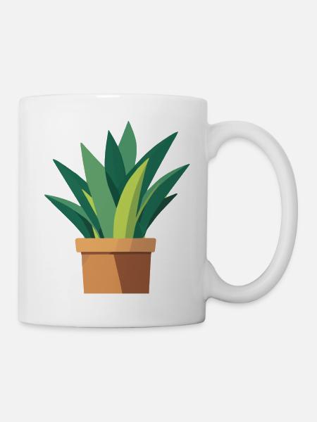Pflanze grün Topfpflanze Blätter - Tasse - Weiß