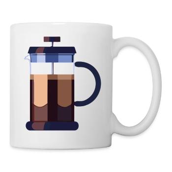 Coffee Frenchpress Cappuccino Latte Art - Mug - white - Right