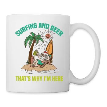 Surf et bière Noël Surfeurs - Mug blanc - blanc - Droite